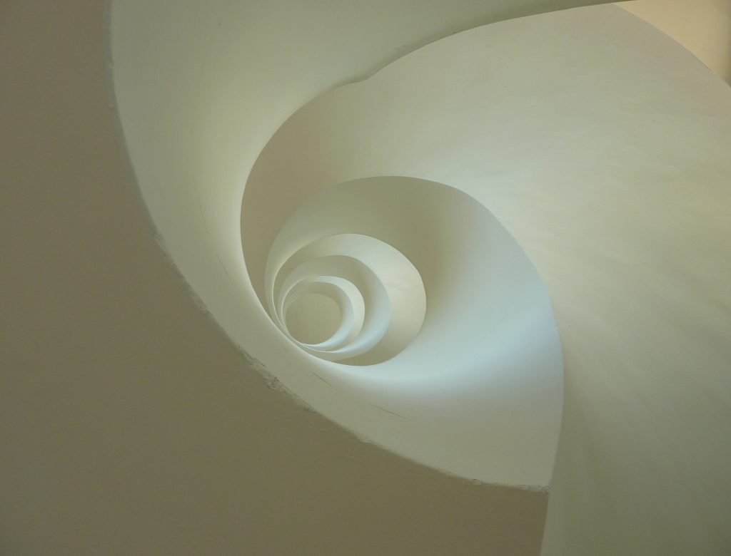 Looking up the spiral staircase