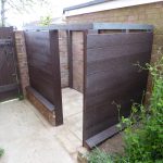 View of posts and slats from outside the shed