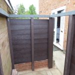 View of posts and slats from inside the shed