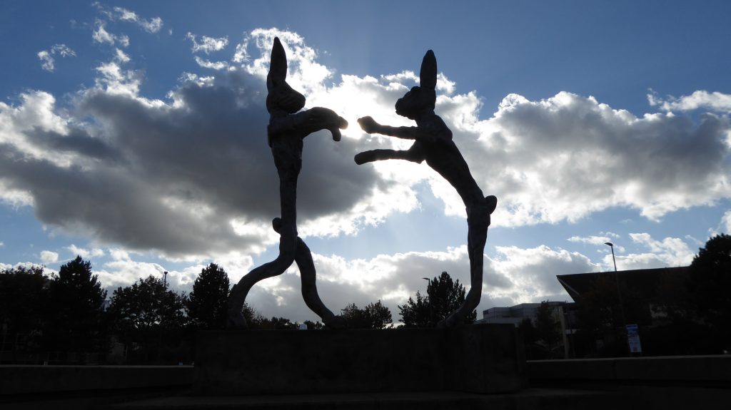 Boxing Hares Sculpture