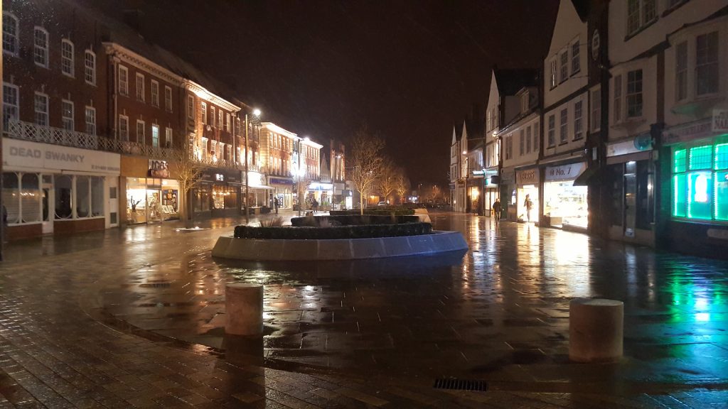 Letchworth town centre at night