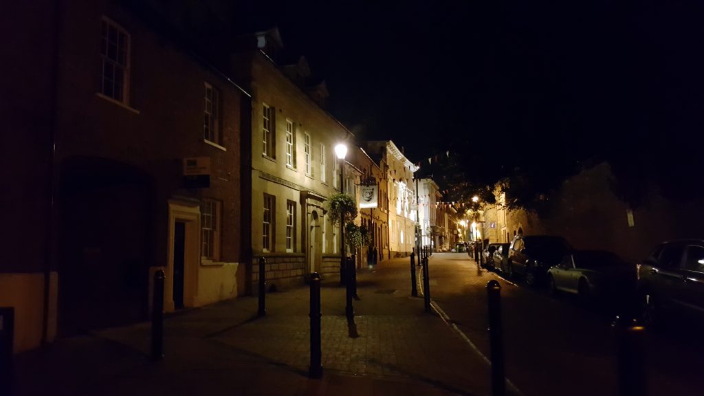 Warwick city streets at night